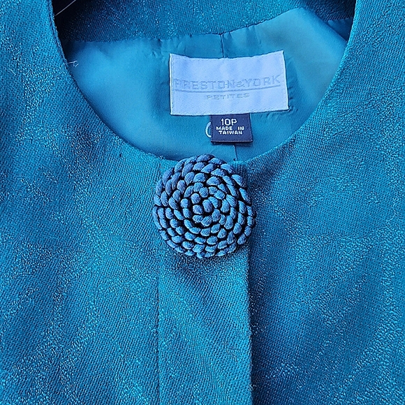 Womens 10P Modern Matriarch Vintage Rich Green Brocade Blazer Skirt Set - Picture 11 of 13